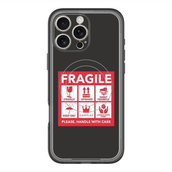 スリムプロテクションプレミアムケース with MagSafe［ FRAGILE Sticker - Black ］
