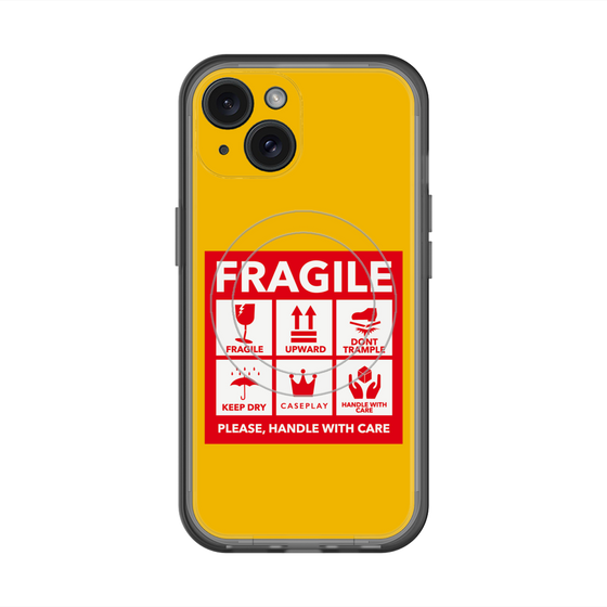スリムプロテクションプレミアムケース with MagSafe［ FRAGILE Sticker - Yellow ］