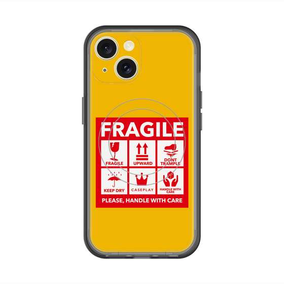 スリムプロテクションプレミアムケース with MagSafe［ FRAGILE Sticker - Yellow ］