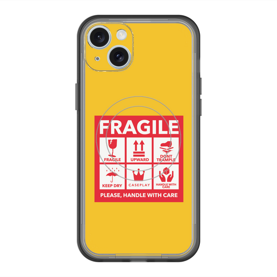 スリムプロテクションプレミアムケース with MagSafe［ FRAGILE Sticker - Yellow ］