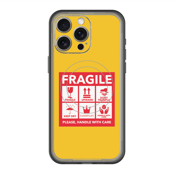 スリムプロテクションプレミアムケース with MagSafe［ FRAGILE Sticker - Yellow ］