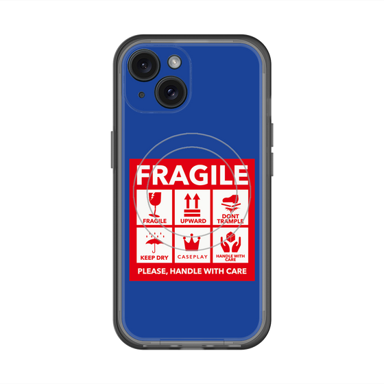 スリムプロテクションプレミアムケース with MagSafe［ FRAGILE Sticker - Blue ］