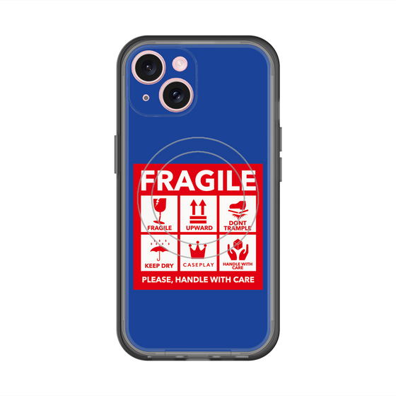 スリムプロテクションプレミアムケース with MagSafe［ FRAGILE Sticker - Blue ］