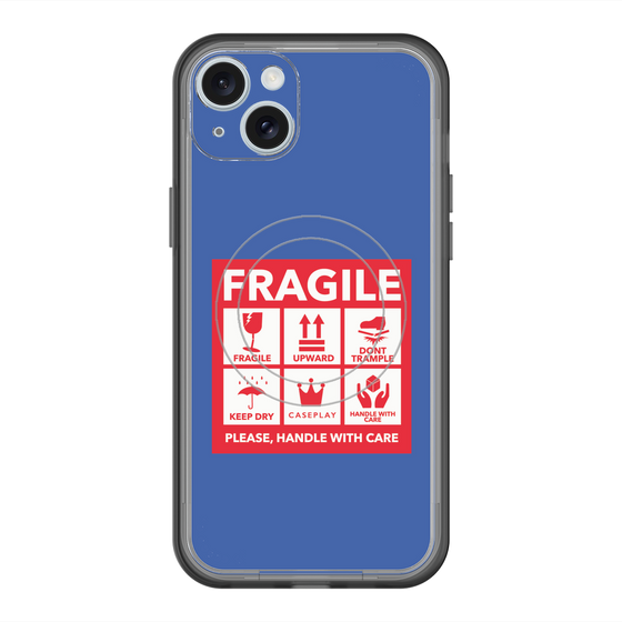 スリムプロテクションプレミアムケース with MagSafe［ FRAGILE Sticker - Blue ］