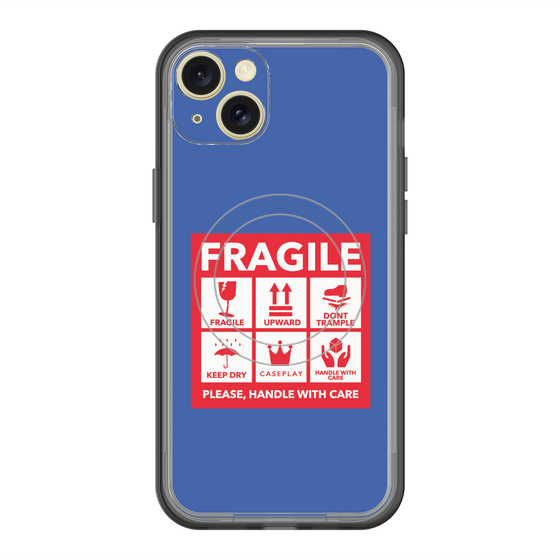 スリムプロテクションプレミアムケース with MagSafe［ FRAGILE Sticker - Blue ］
