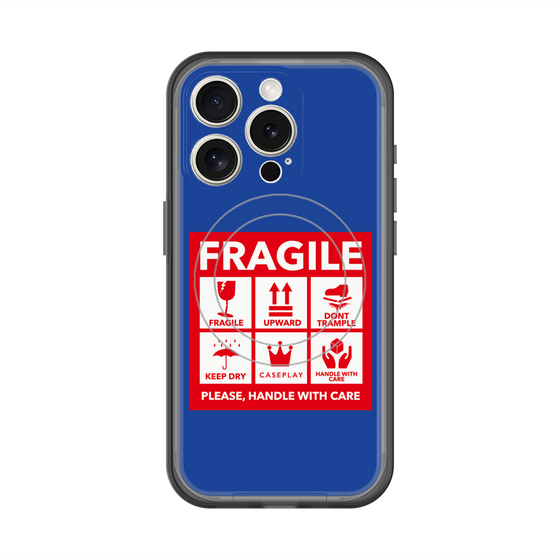 スリムプロテクションプレミアムケース with MagSafe［ FRAGILE Sticker - Blue ］