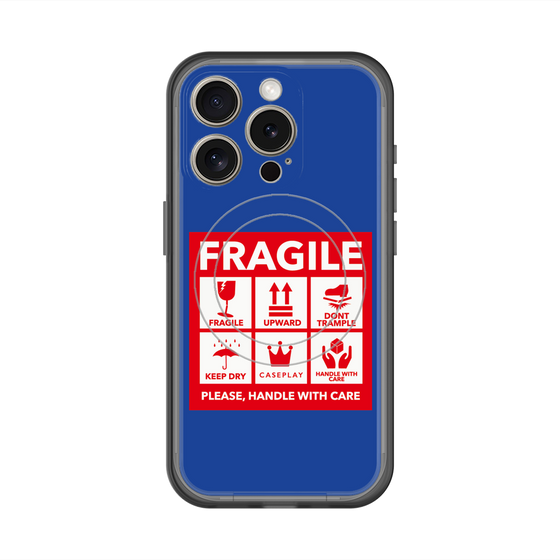 スリムプロテクションプレミアムケース with MagSafe［ FRAGILE Sticker - Blue ］