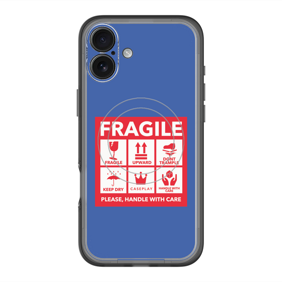 スリムプロテクションプレミアムケース with MagSafe［ FRAGILE Sticker - Blue ］