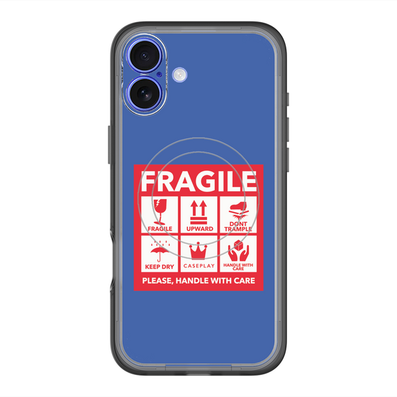 スリムプロテクションプレミアムケース with MagSafe［ FRAGILE Sticker - Blue ］
