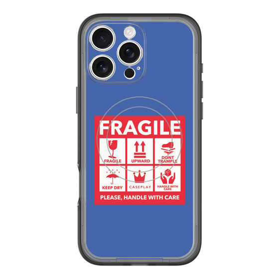 スリムプロテクションプレミアムケース with MagSafe［ FRAGILE Sticker - Blue ］