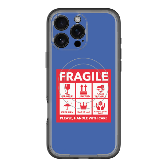 スリムプロテクションプレミアムケース with MagSafe［ FRAGILE Sticker - Blue ］