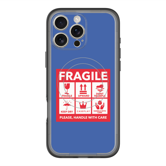 スリムプロテクションプレミアムケース with MagSafe［ FRAGILE Sticker - Blue ］