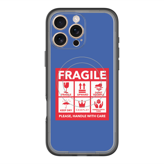 スリムプロテクションプレミアムケース with MagSafe［ FRAGILE Sticker - Blue ］