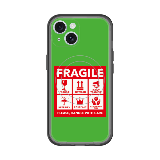 スリムプロテクションプレミアムケース with MagSafe［ FRAGILE Sticker - Green ］