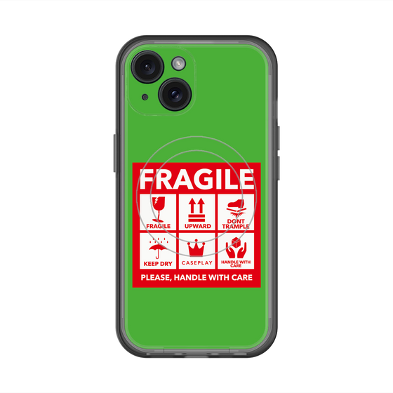 スリムプロテクションプレミアムケース with MagSafe［ FRAGILE Sticker - Green ］