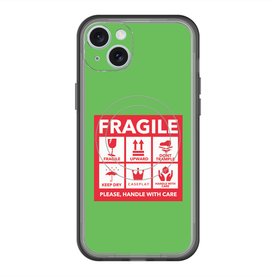 スリムプロテクションプレミアムケース with MagSafe［ FRAGILE Sticker - Green ］