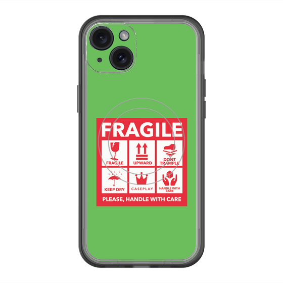 スリムプロテクションプレミアムケース with MagSafe［ FRAGILE Sticker - Green ］