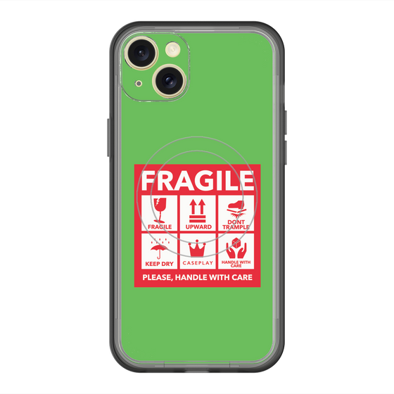 スリムプロテクションプレミアムケース with MagSafe［ FRAGILE Sticker - Green ］