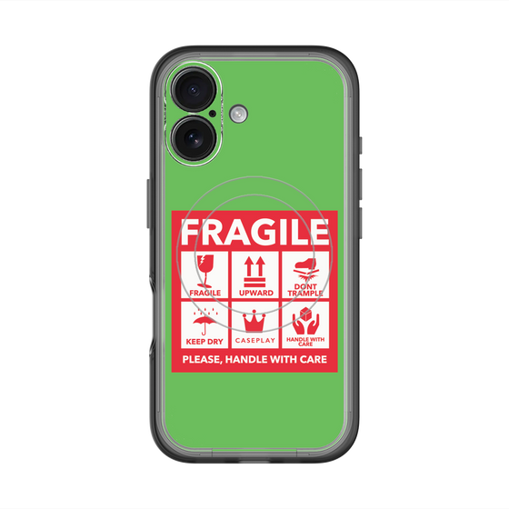 スリムプロテクションプレミアムケース with MagSafe［ FRAGILE Sticker - Green ］