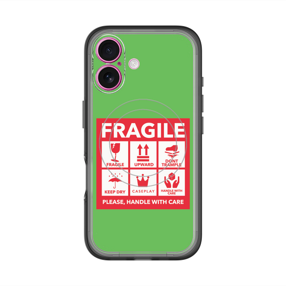 スリムプロテクションプレミアムケース with MagSafe［ FRAGILE Sticker - Green ］