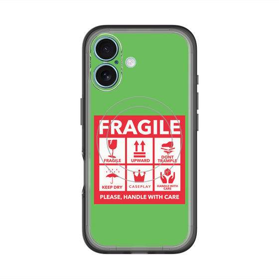 スリムプロテクションプレミアムケース with MagSafe［ FRAGILE Sticker - Green ］
