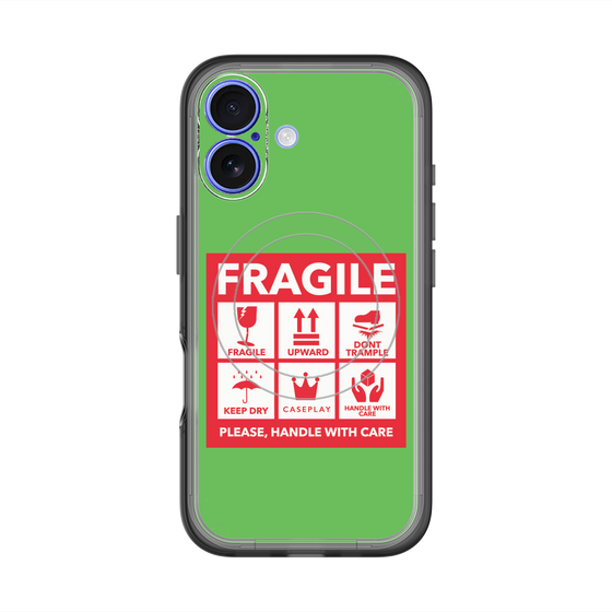 スリムプロテクションプレミアムケース with MagSafe［ FRAGILE Sticker - Green ］