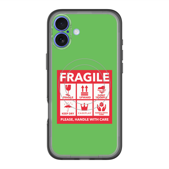 スリムプロテクションプレミアムケース with MagSafe［ FRAGILE Sticker - Green ］