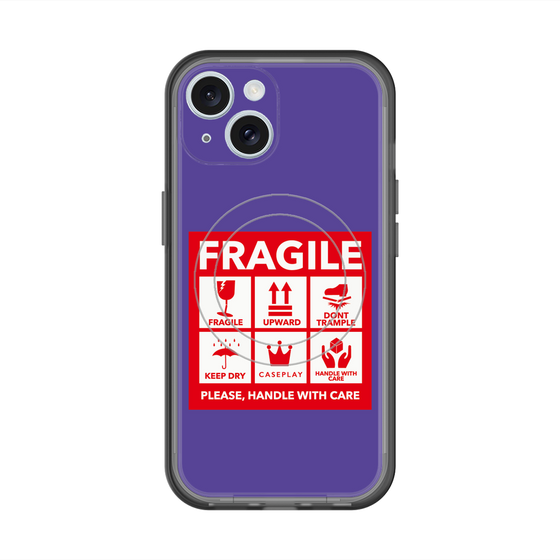 スリムプロテクションプレミアムケース with MagSafe［ FRAGILE Sticker - Purple ］