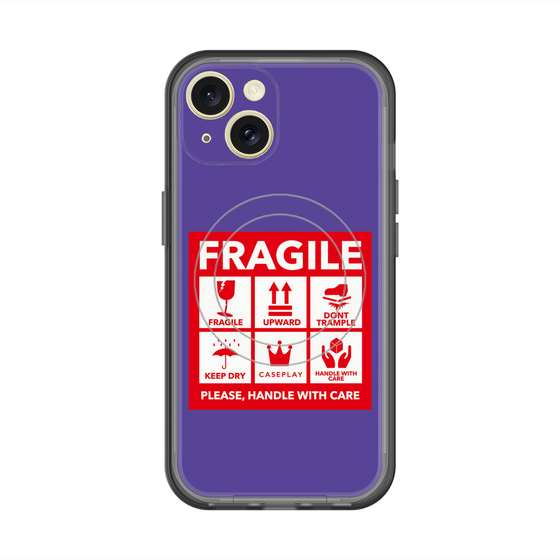 スリムプロテクションプレミアムケース with MagSafe［ FRAGILE Sticker - Purple ］