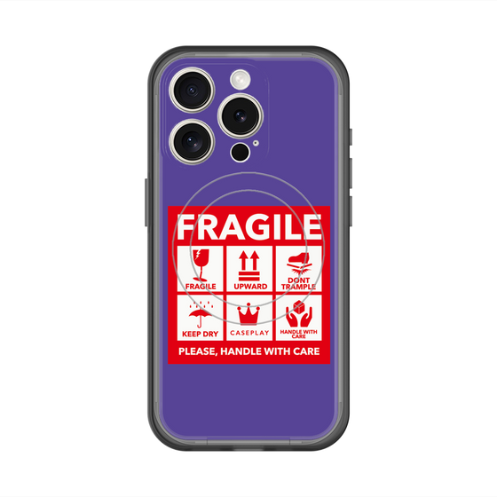 スリムプロテクションプレミアムケース with MagSafe［ FRAGILE Sticker - Purple ］
