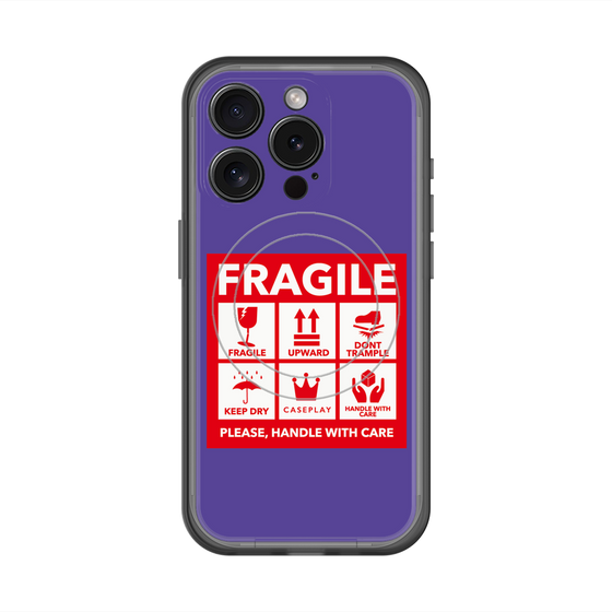 スリムプロテクションプレミアムケース with MagSafe［ FRAGILE Sticker - Purple ］