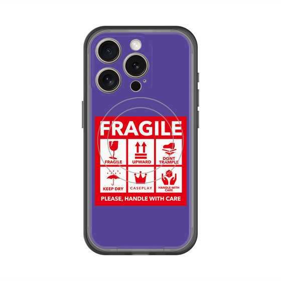 スリムプロテクションプレミアムケース with MagSafe［ FRAGILE Sticker - Purple ］