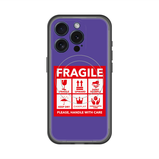 スリムプロテクションプレミアムケース with MagSafe［ FRAGILE Sticker - Purple ］