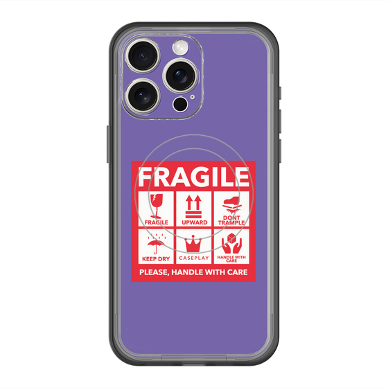スリムプロテクションプレミアムケース with MagSafe［ FRAGILE Sticker - Purple ］