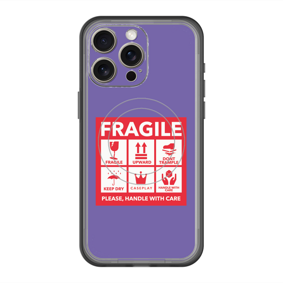 スリムプロテクションプレミアムケース with MagSafe［ FRAGILE Sticker - Purple ］