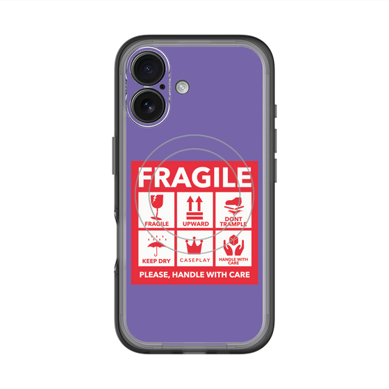 スリムプロテクションプレミアムケース with MagSafe［ FRAGILE Sticker - Purple ］