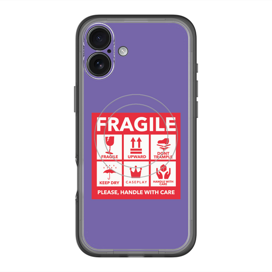 スリムプロテクションプレミアムケース with MagSafe［ FRAGILE Sticker - Purple ］