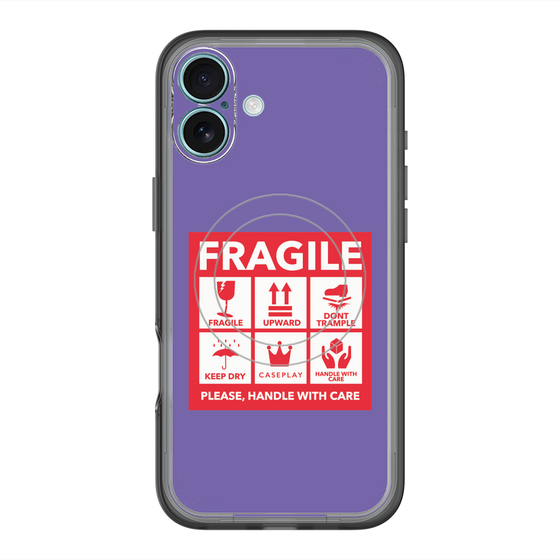 スリムプロテクションプレミアムケース with MagSafe［ FRAGILE Sticker - Purple ］