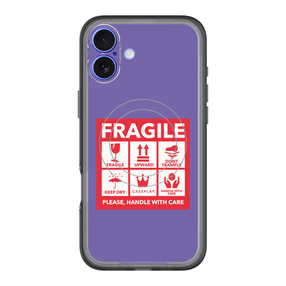 スリムプロテクションプレミアムケース with MagSafe［ FRAGILE Sticker - Purple ］