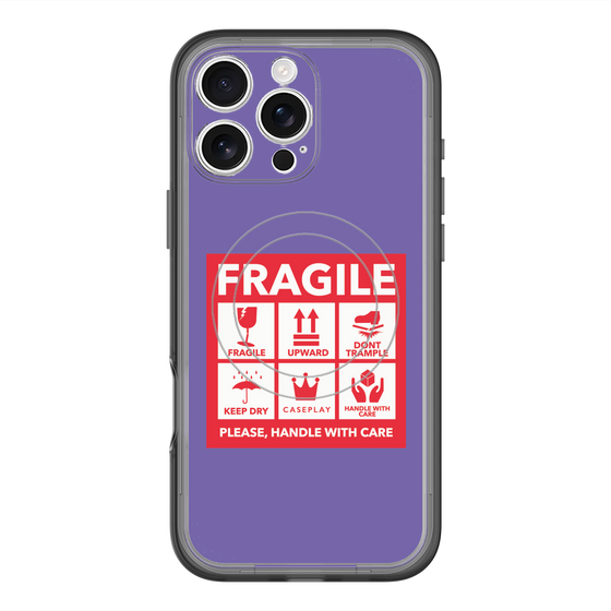 スリムプロテクションプレミアムケース with MagSafe［ FRAGILE Sticker - Purple ］