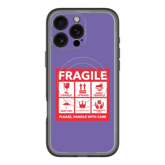 スリムプロテクションプレミアムケース with MagSafe［ FRAGILE Sticker - Purple ］