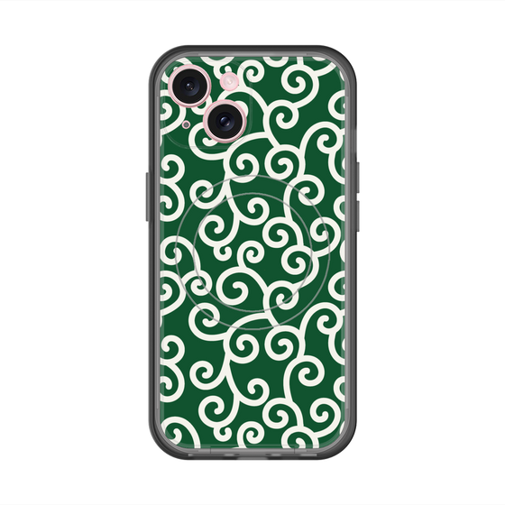 スリムプロテクションプレミアムケース with MagSafe［ 唐草模様 - Green ］