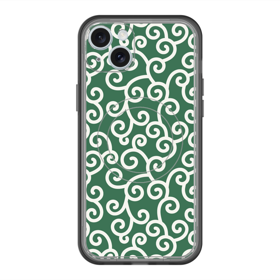スリムプロテクションプレミアムケース with MagSafe［ 唐草模様 - Green ］