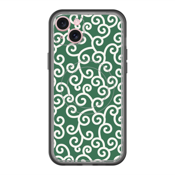 スリムプロテクションプレミアムケース with MagSafe［ 唐草模様 - Green ］