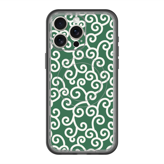 スリムプロテクションプレミアムケース with MagSafe［ 唐草模様 - Green ］