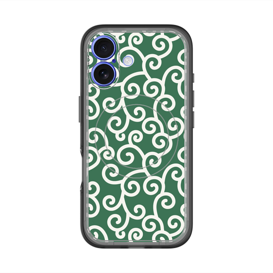 スリムプロテクションプレミアムケース with MagSafe［ 唐草模様 - Green ］