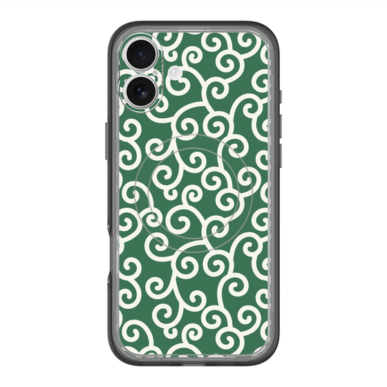 スリムプロテクションプレミアムケース with MagSafe［ 唐草模様 - Green ］