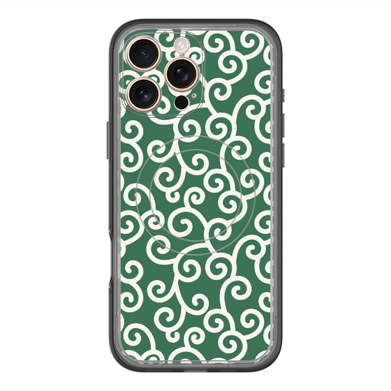 スリムプロテクションプレミアムケース with MagSafe［ 唐草模様 - Green ］