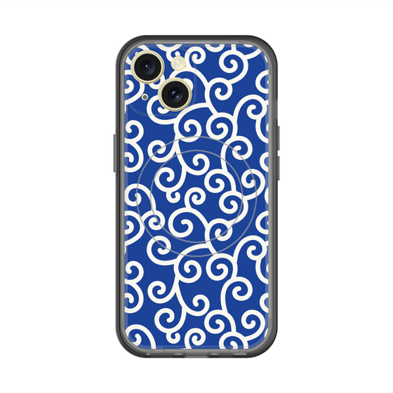 スリムプロテクションプレミアムケース with MagSafe［ 唐草模様 - Blue ］