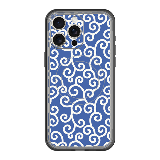 スリムプロテクションプレミアムケース with MagSafe［ 唐草模様 - Blue ］
